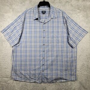 Harbor Bay HB Button Down Shirt Mens 3XLT Blue Plaid Short Sleeve Casual